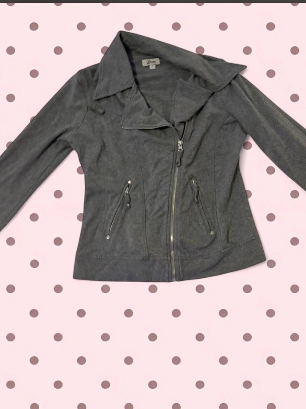 2000s Y2K GUESS grey jacket with zip-up and pockets - Picture 2 of 5